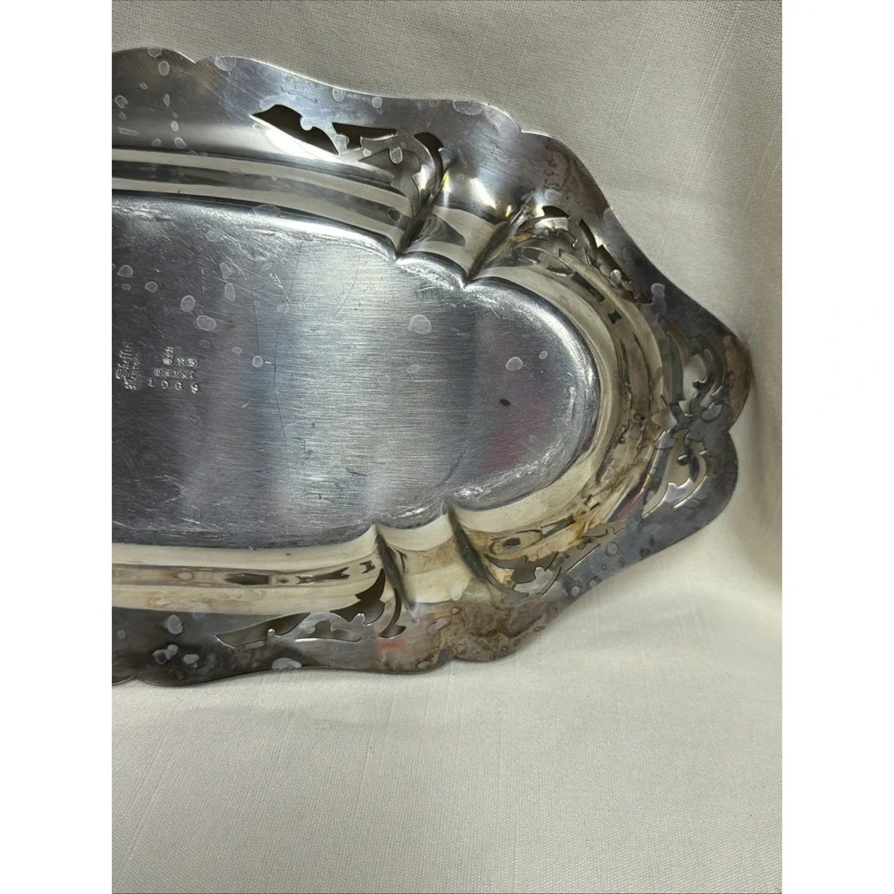 Vintage Silverplate Oval Serving Tray‎ Victorian Style sheffield reproduction